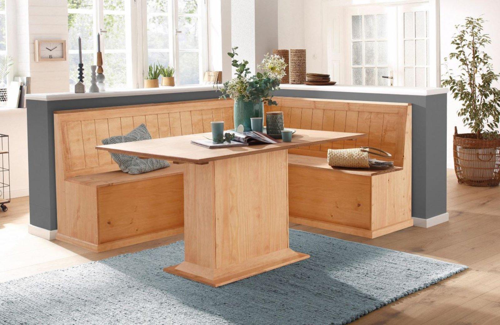 Eckbank aus massiver Kiefer mit Stauraum