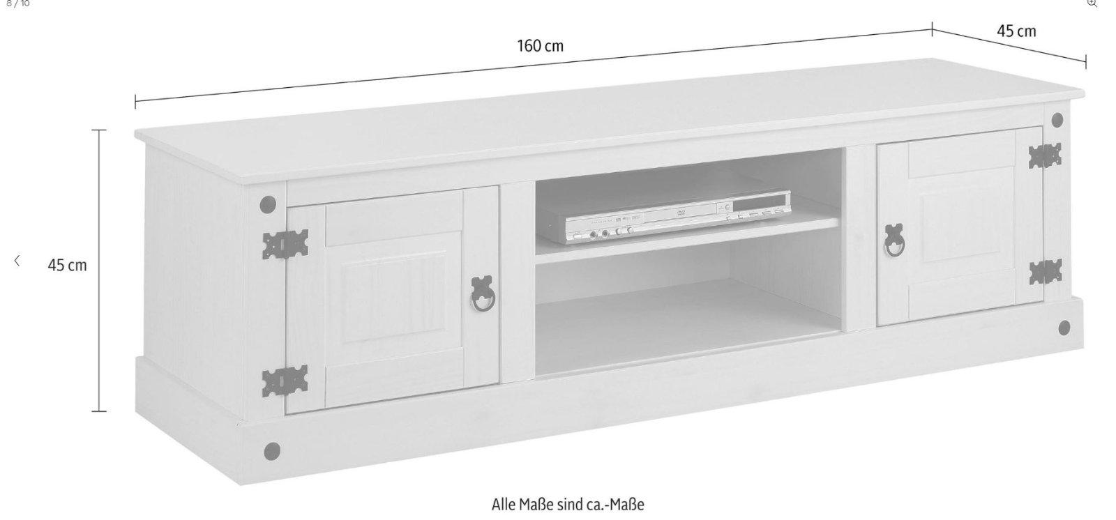 Massivholz Lowboard mit 2 Türen, 160 cm - Bild 6