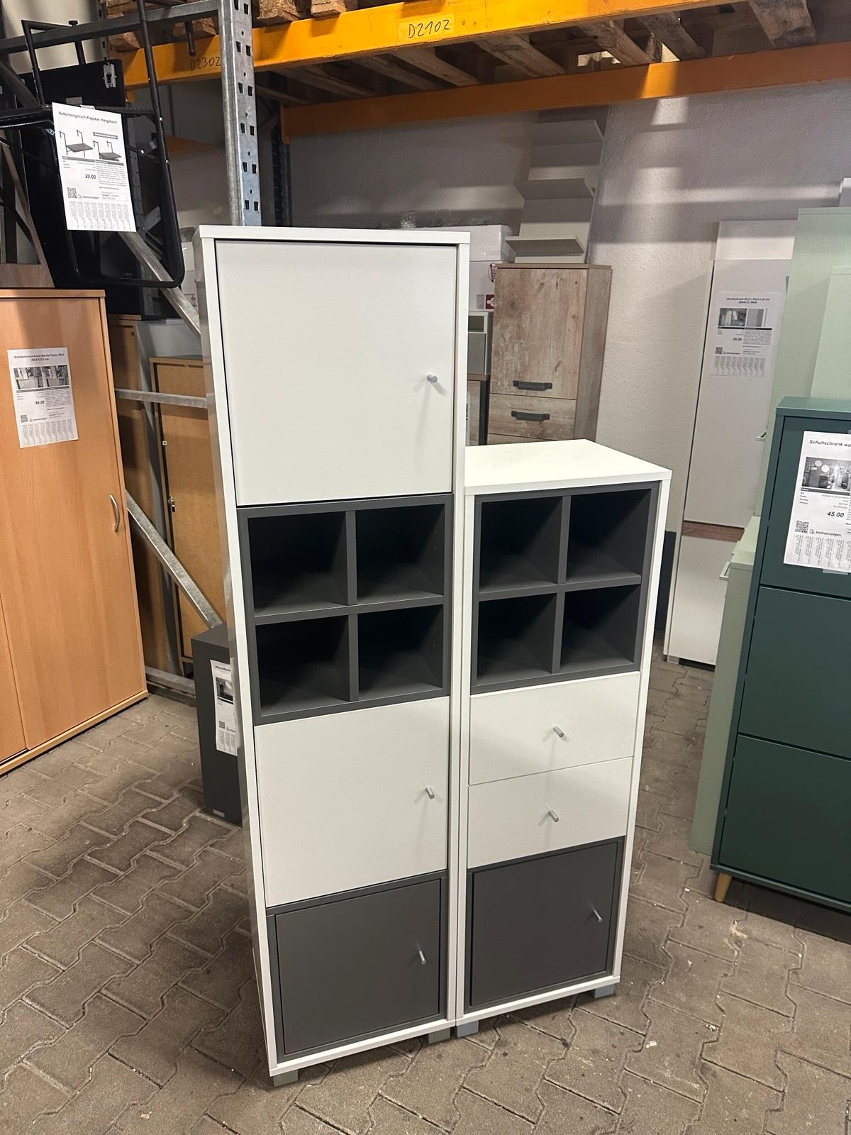 Hochschrank in Weiß und Grau, 80 cm breit - Bild 2
