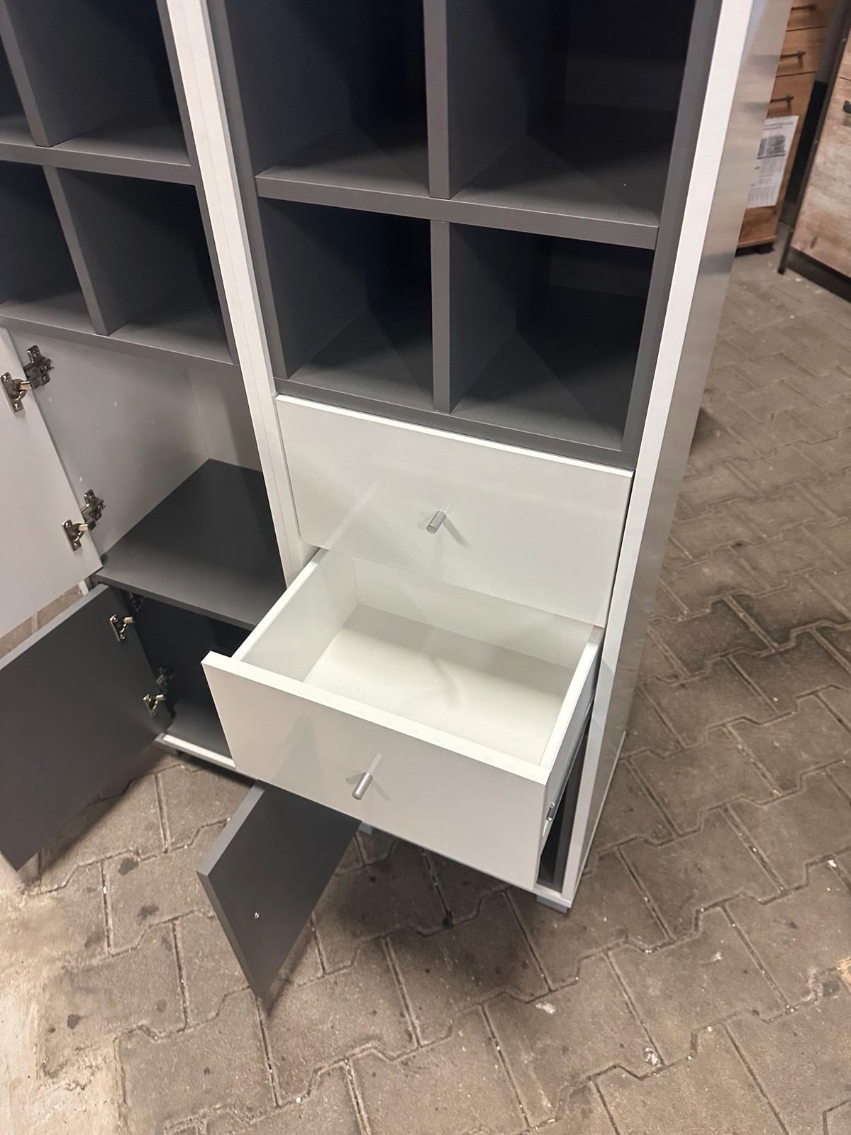 Hochschrank in Weiß und Grau, 80 cm breit - Bild 5