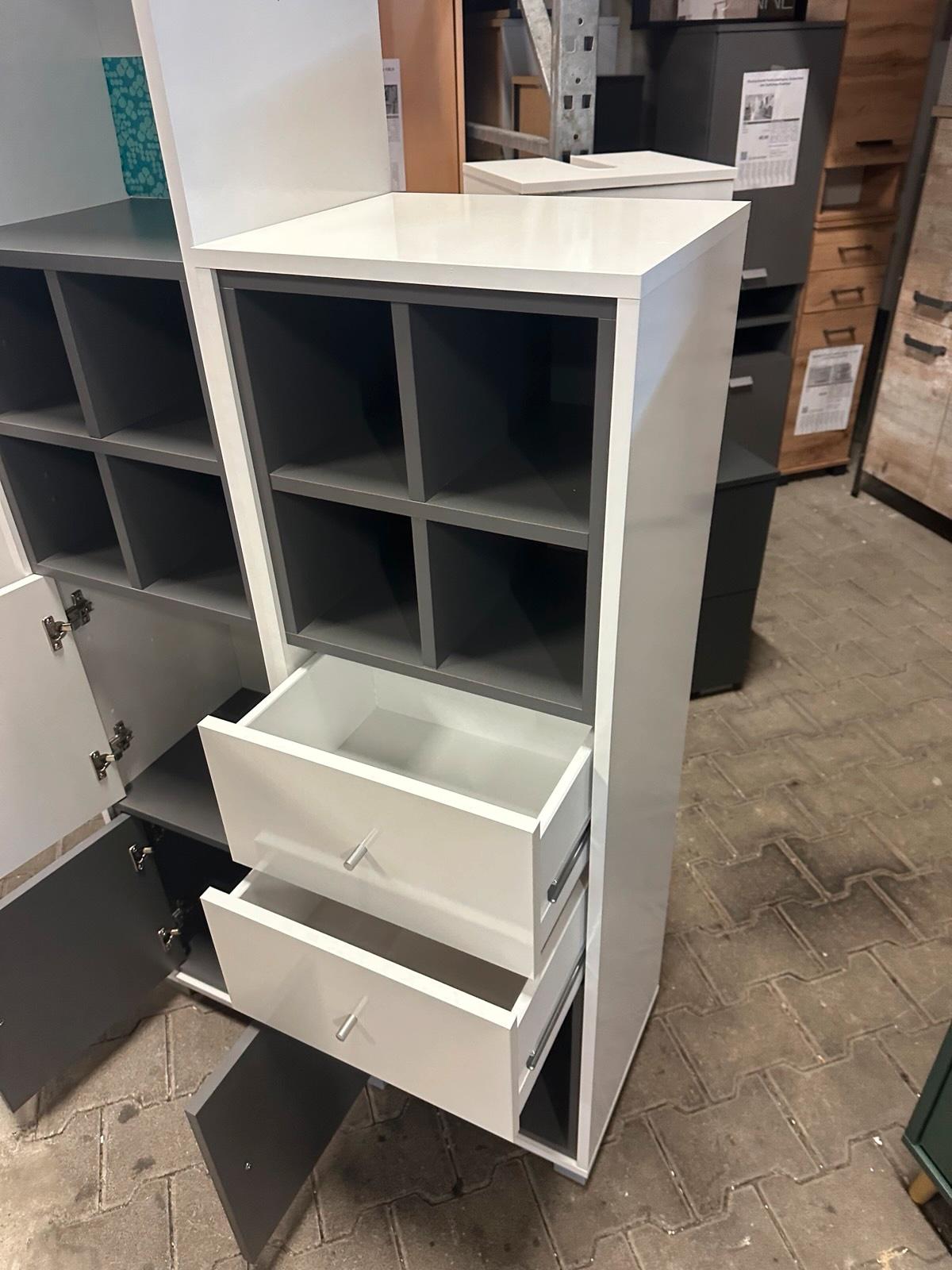Hochschrank in Weiß und Grau, 80 cm breit - Bild 6