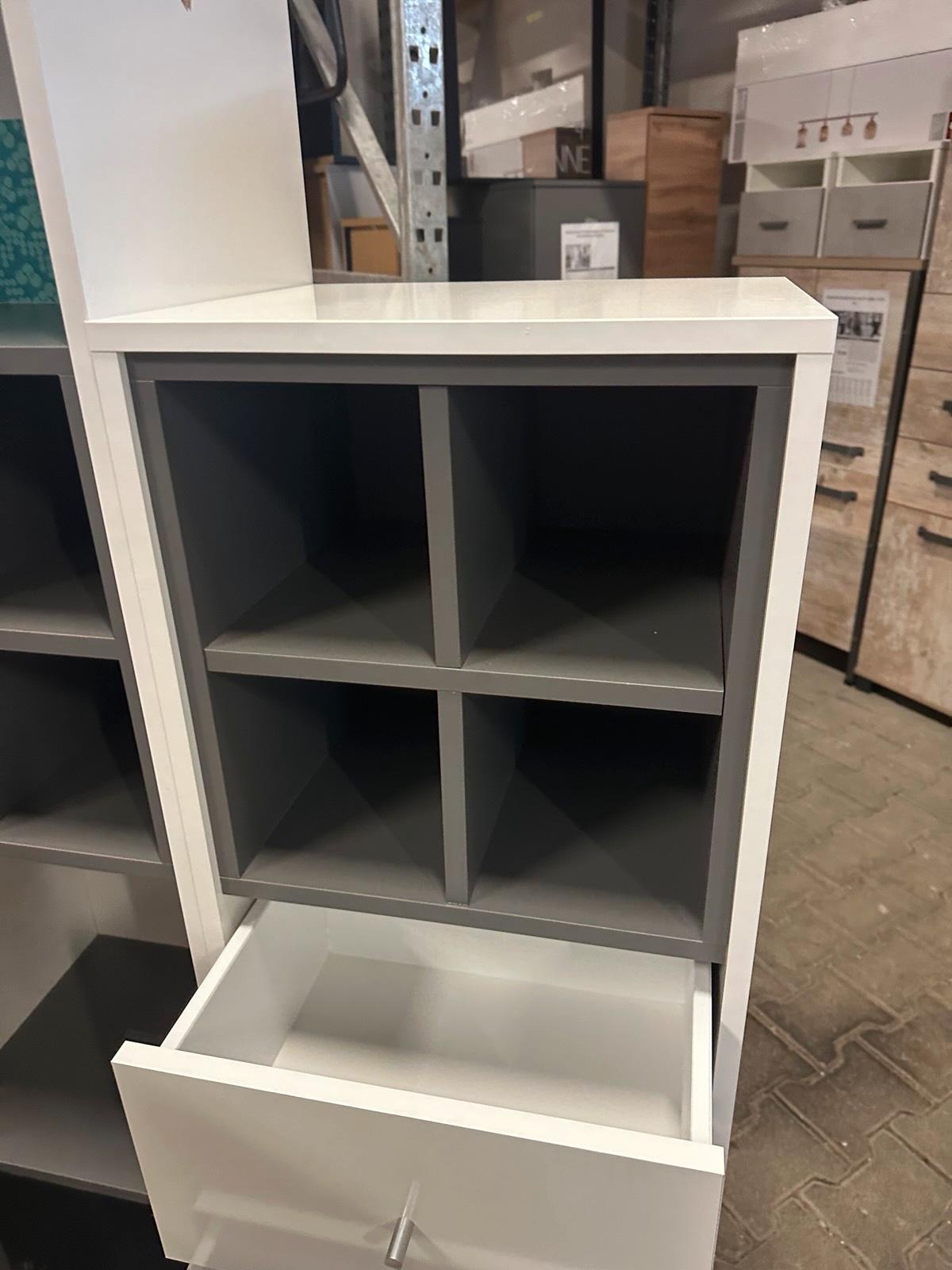 Hochschrank in Weiß und Grau, 80 cm breit - Bild 7