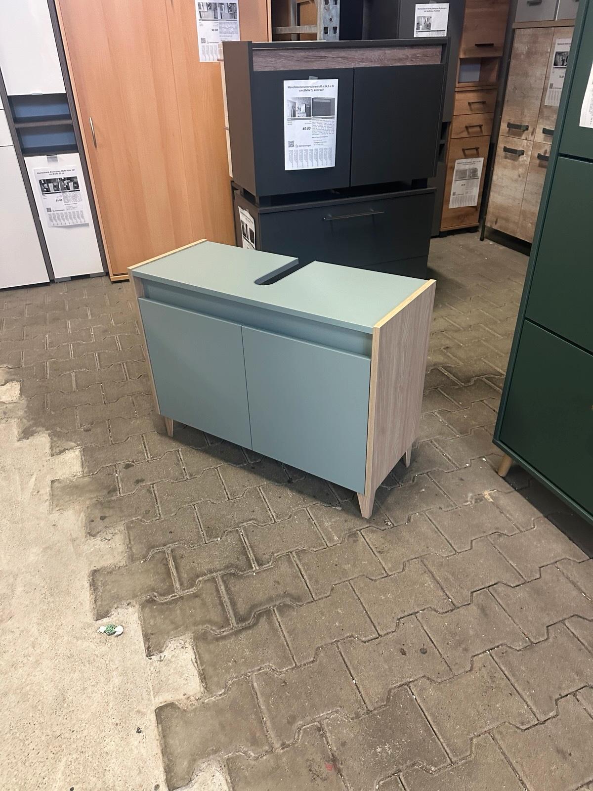 Waschbeckenunterschrank Eiche Taubenblau 80 cm