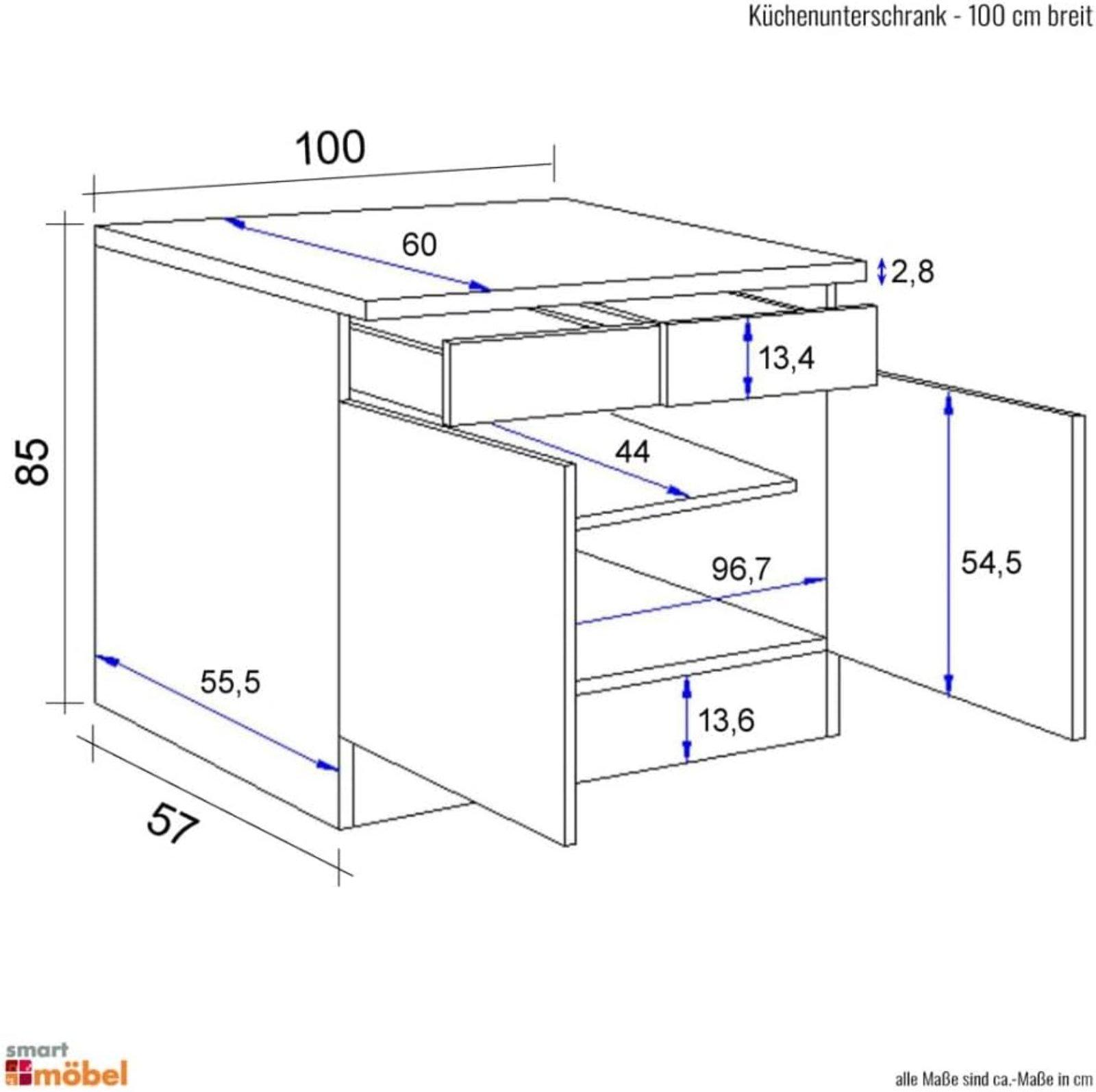 Küchenunterschrank Basaltgrau 100 cm - Bild 3