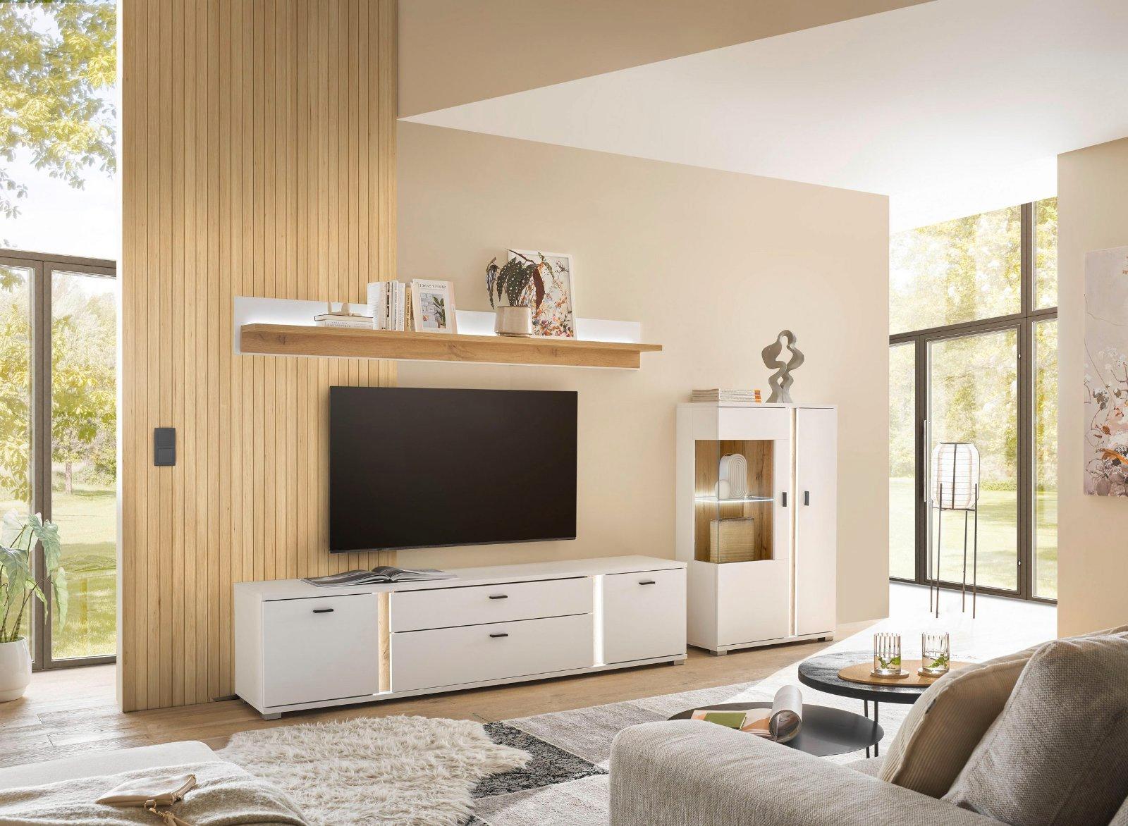 TV-Schrank-Lowboard mit LED-Beleuchtung 200 cm
