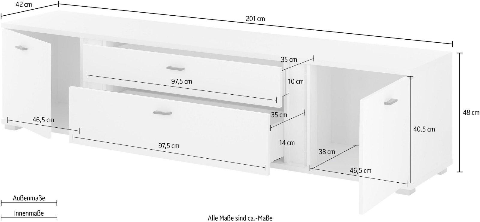 TV-Schrank-Lowboard mit LED-Beleuchtung 200 cm - Bild 7