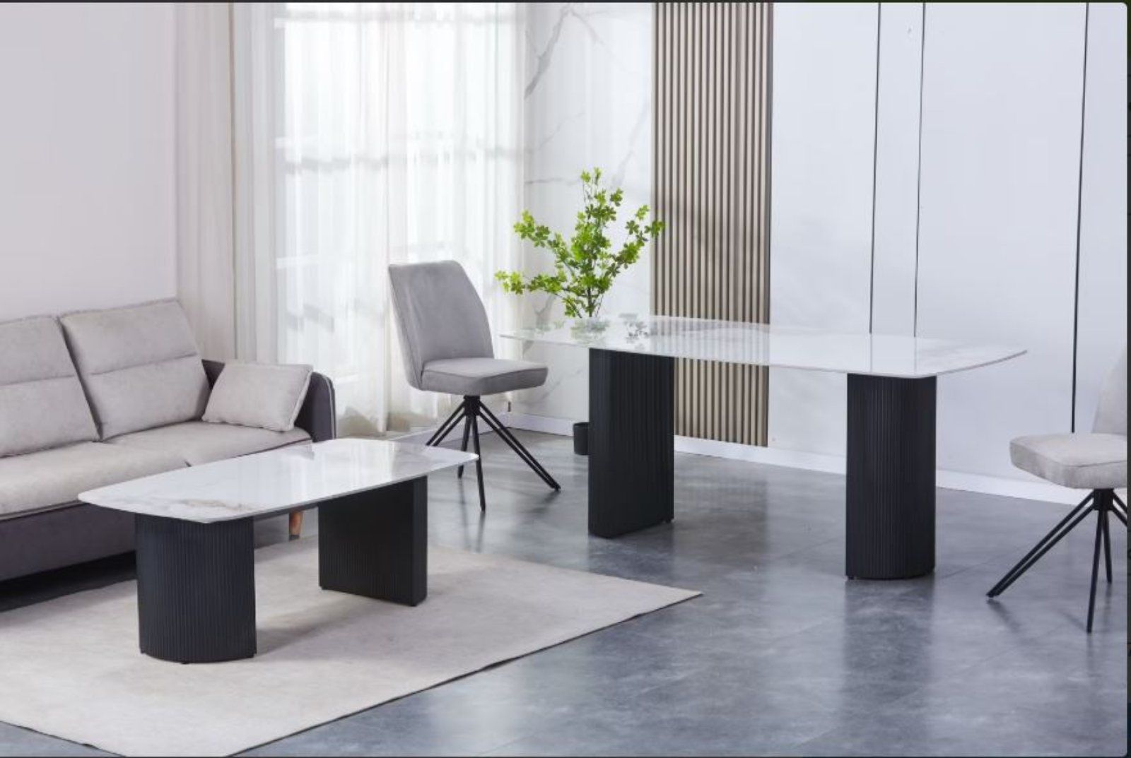 Esstisch & Couchtisch Set in Marmoroptik