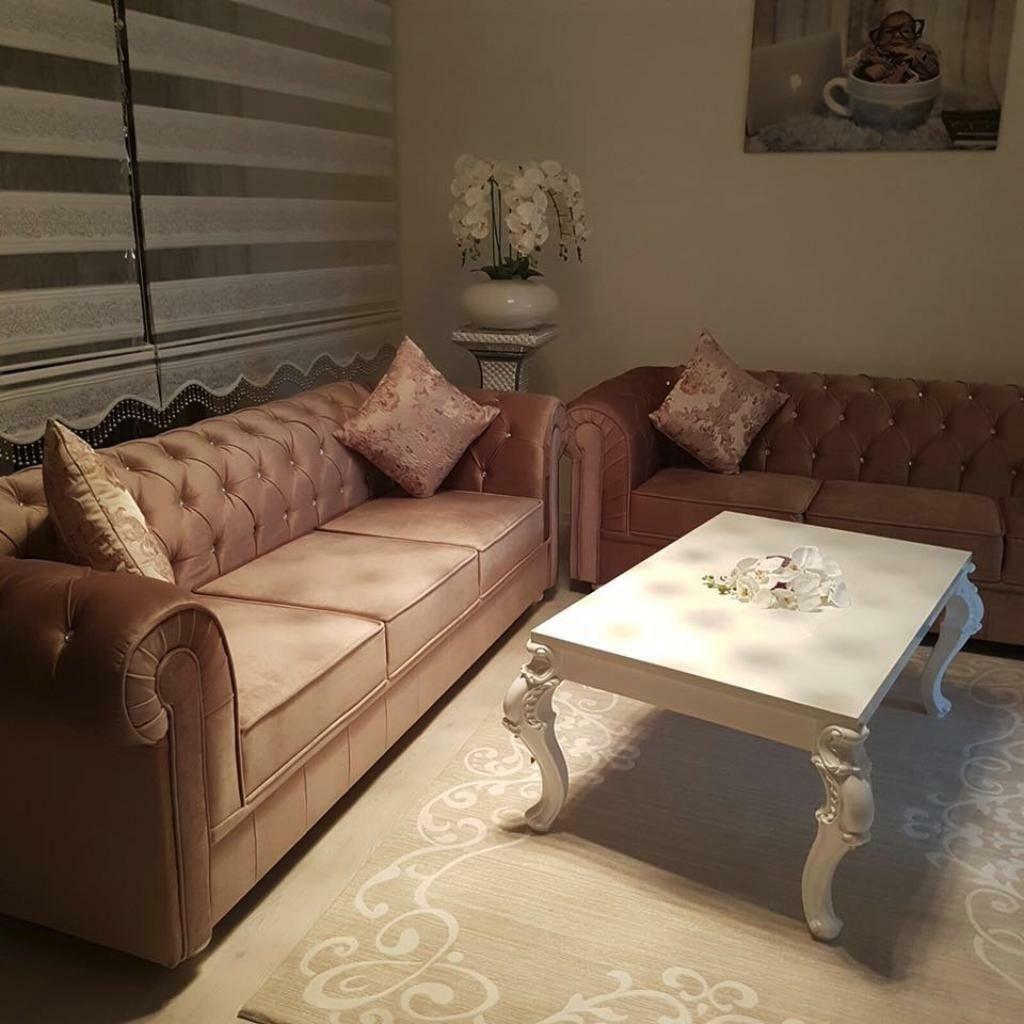 Hochglanz Weiß Couchtisch Barockstil 120x70