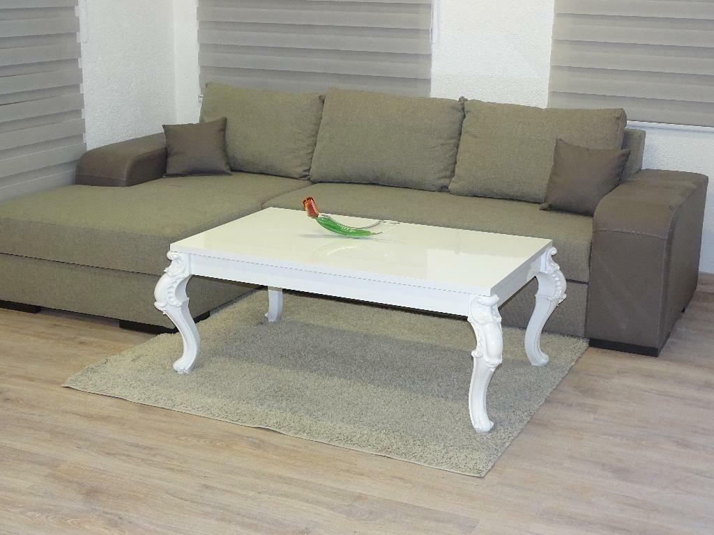 Hochglanz Weiß Couchtisch Barockstil 120x70 - Bild 2