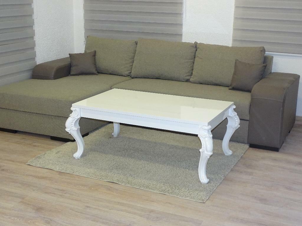 Hochglanz Weiß Couchtisch Barockstil 120x70 - Bild 3