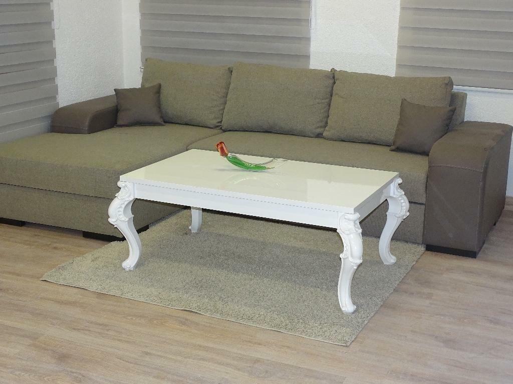Hochglanz Weiß Couchtisch Barockstil 120x70 - Bild 4