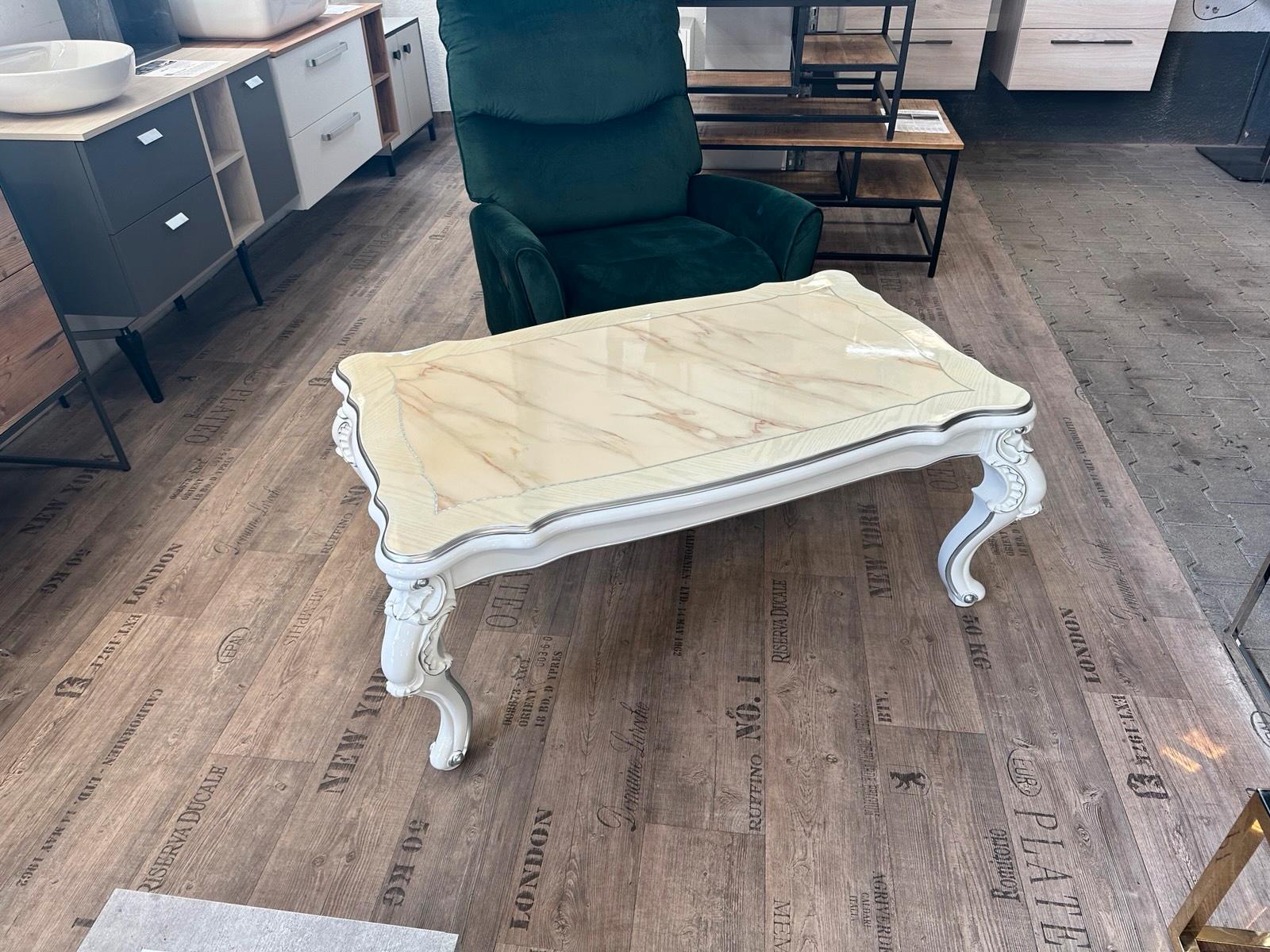 Eleganter Couchtisch Barock Creme Marmor Silber - Bild 2