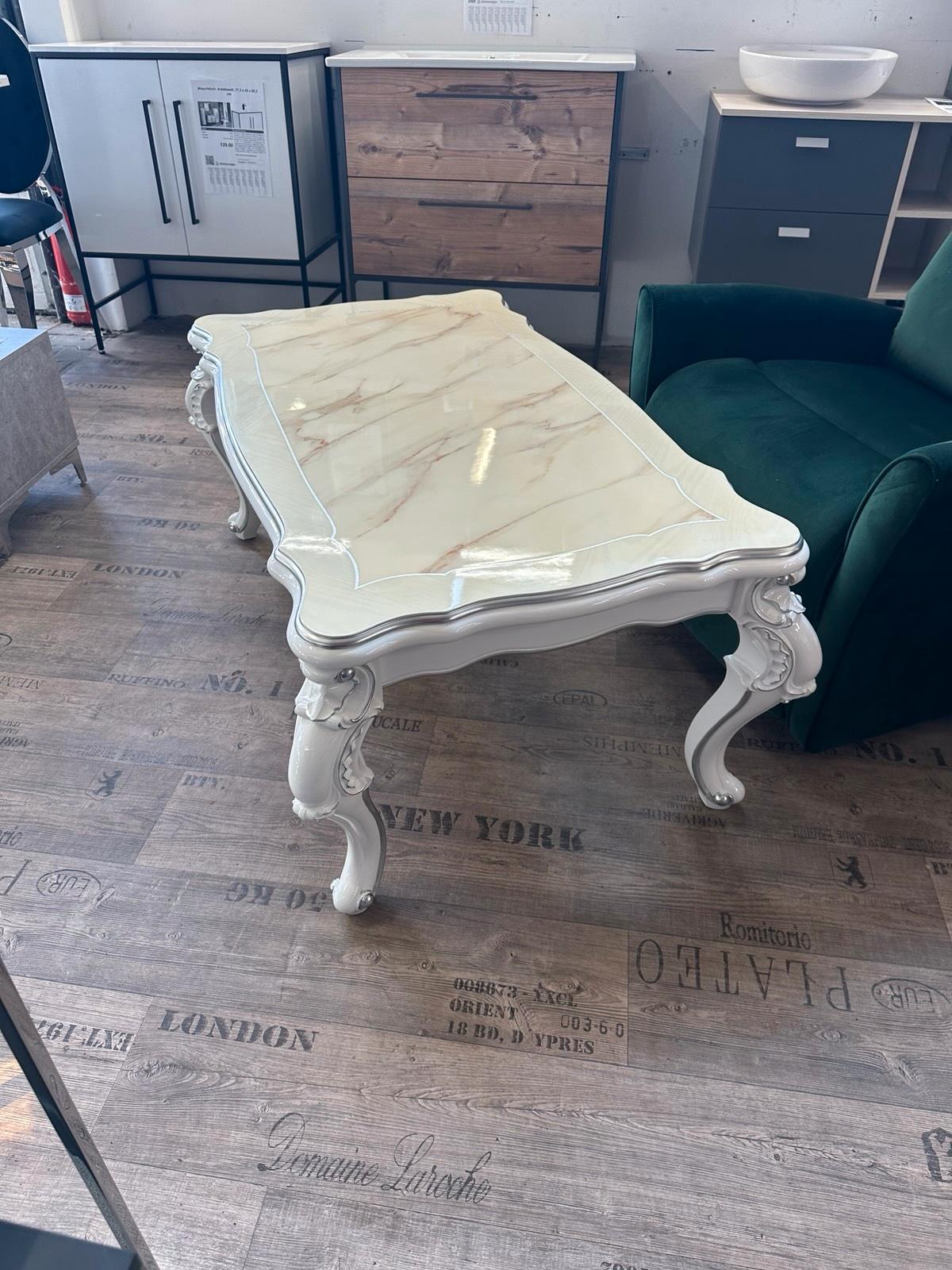 Eleganter Couchtisch Barock Creme Marmor Silber - Bild 5