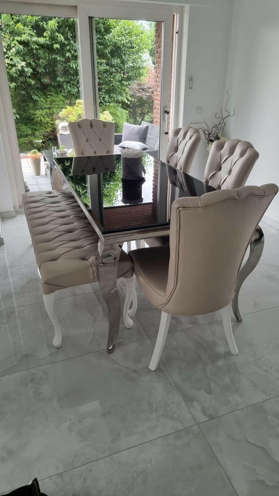 Designer Esstisch Edelstahl Chrom 180x90 cm