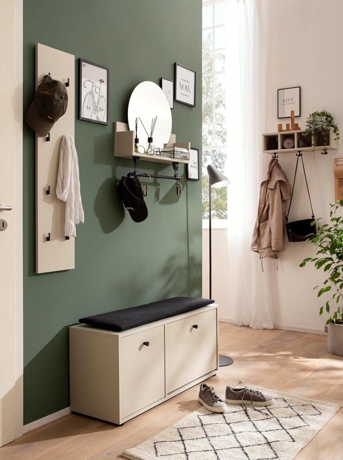 Hakenpaneel cremebeige mit 8 Haken
