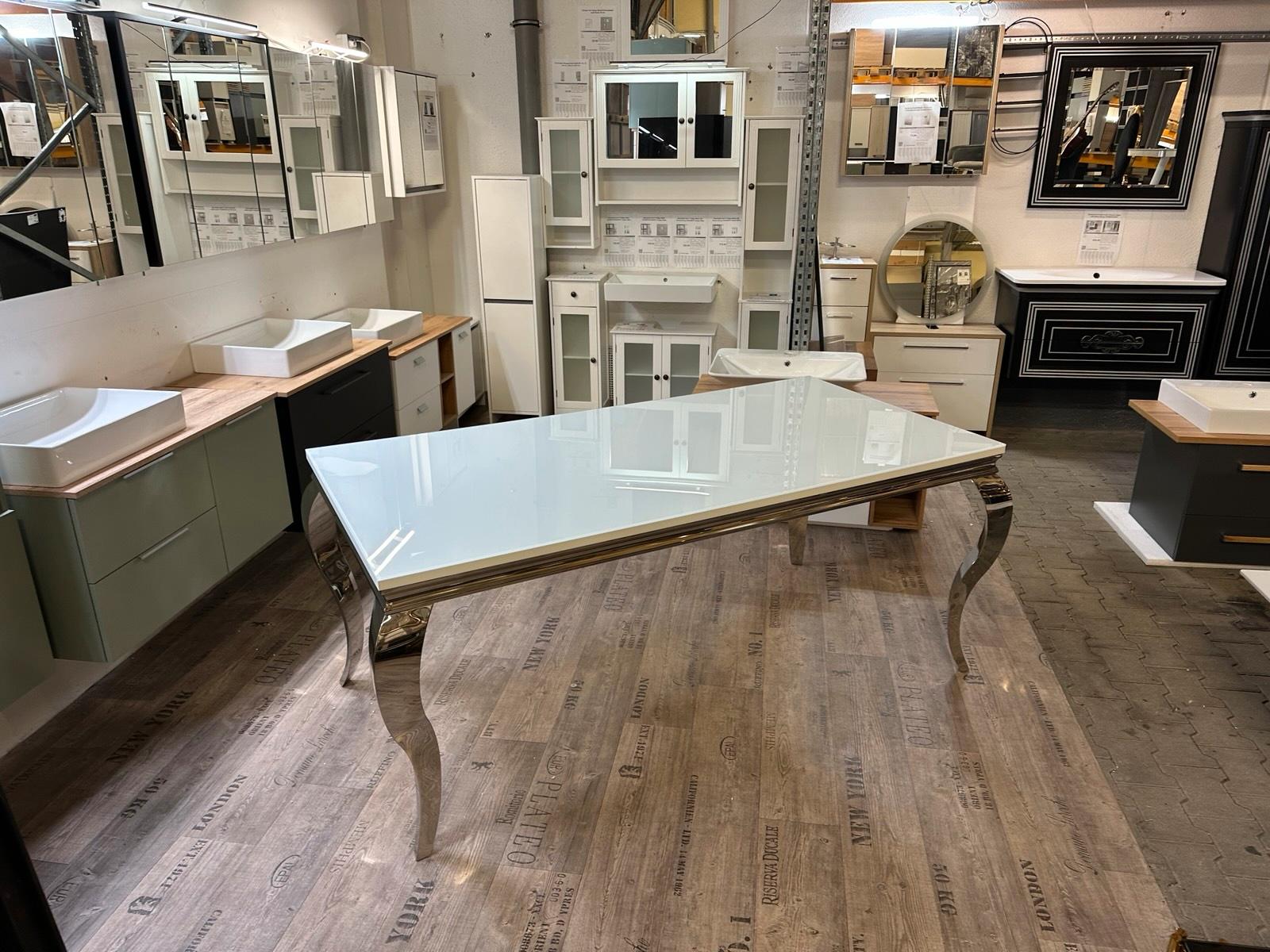 Designer Esstisch Edelstahl Chrom 180x90 cm