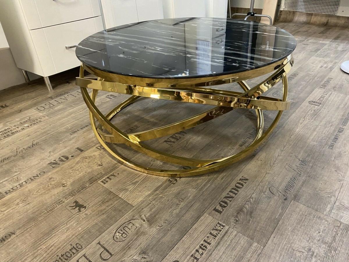 Runder Couchtisch Ø 90 cm – Schwarz Gold - Bild 3