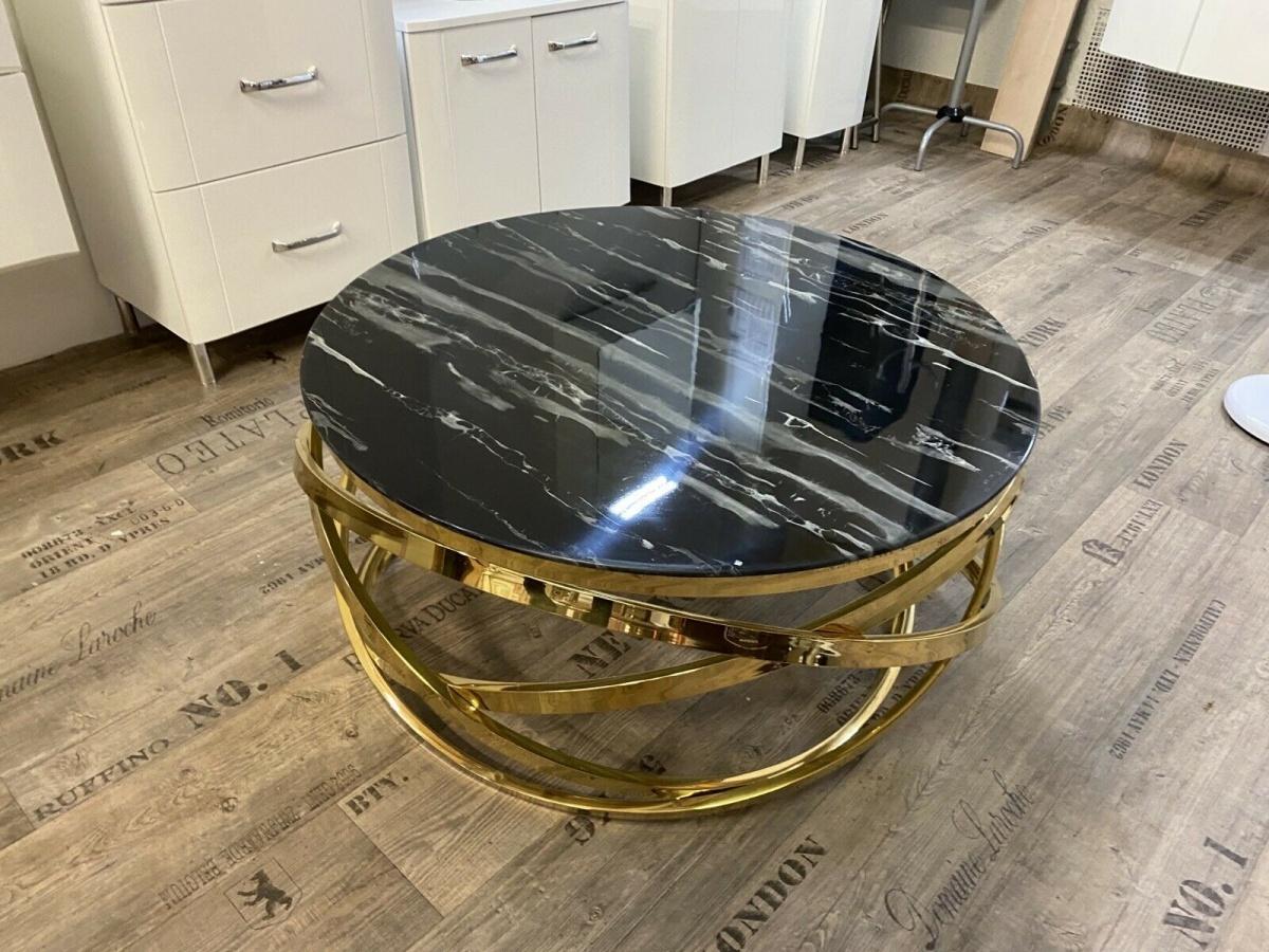 Runder Couchtisch Ø 90 cm – Schwarz Gold - Bild 4