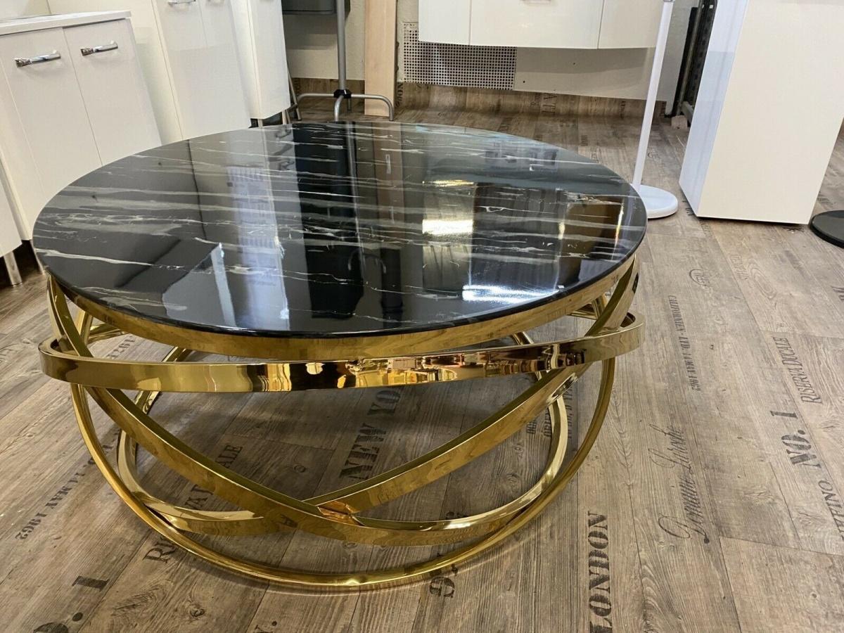 Runder Couchtisch Ø 90 cm – Schwarz Gold - Bild 5