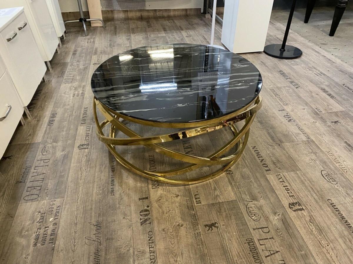 Runder Couchtisch Ø 90 cm – Schwarz Gold - Bild 9