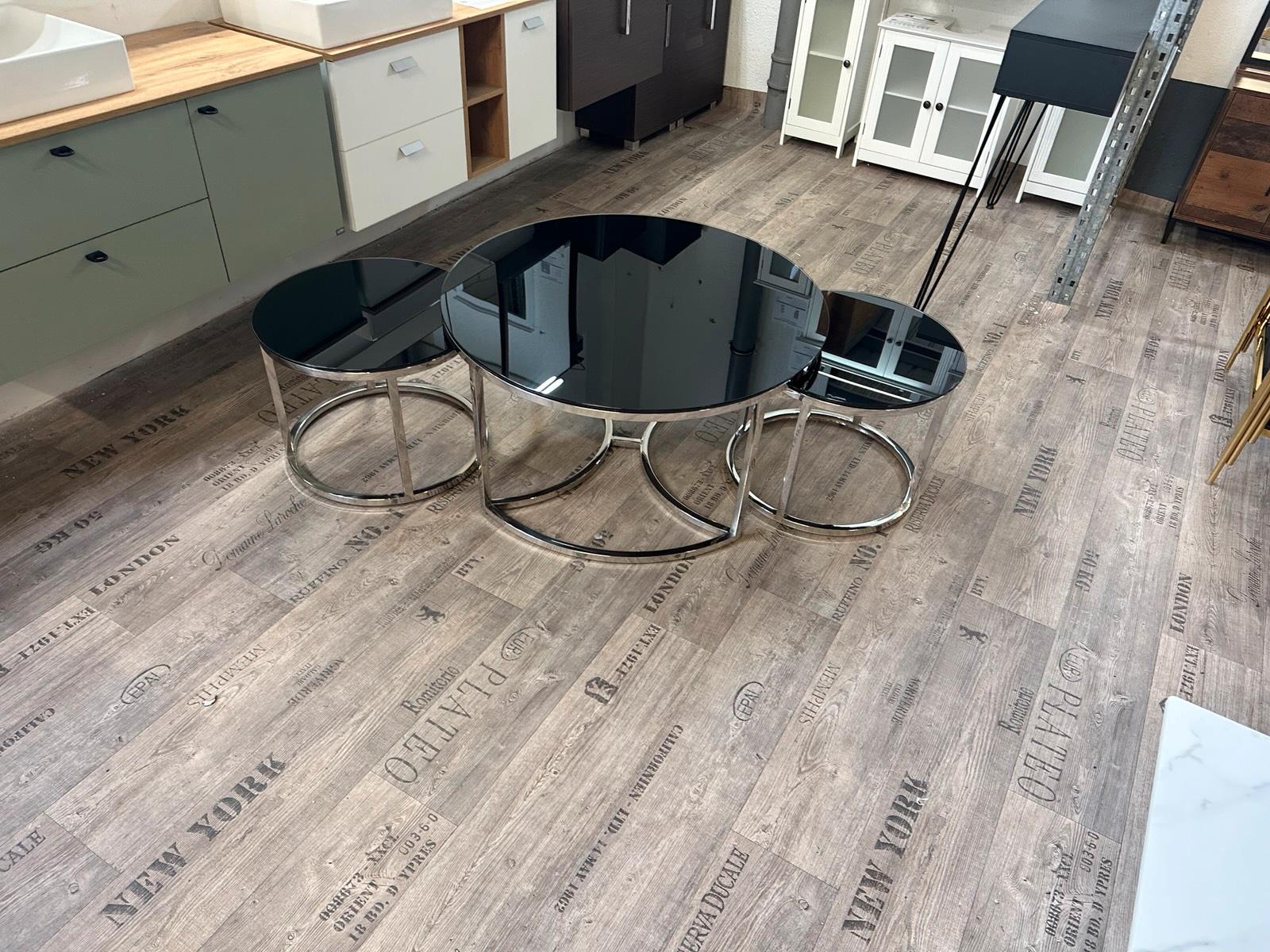 Luxuriöses Couchtisch-Set in Silber und Schwarz