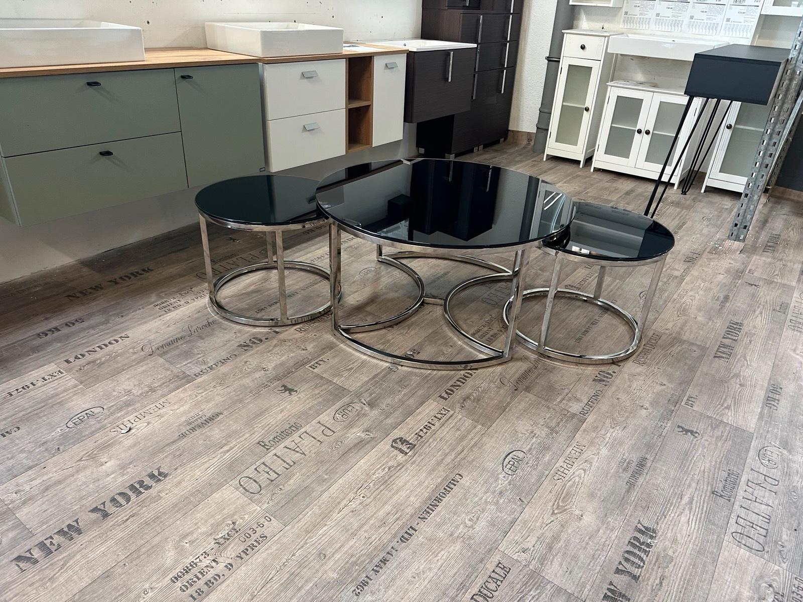 Luxuriöses Couchtisch-Set in Silber und Schwarz - Bild 2