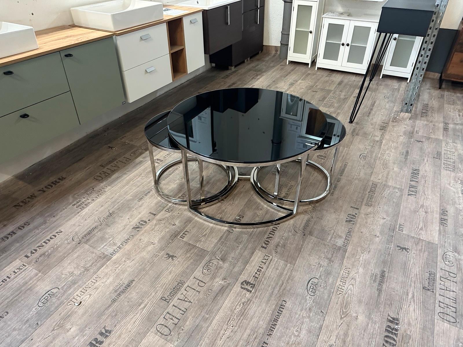 Luxuriöses Couchtisch-Set in Silber und Schwarz - Bild 3