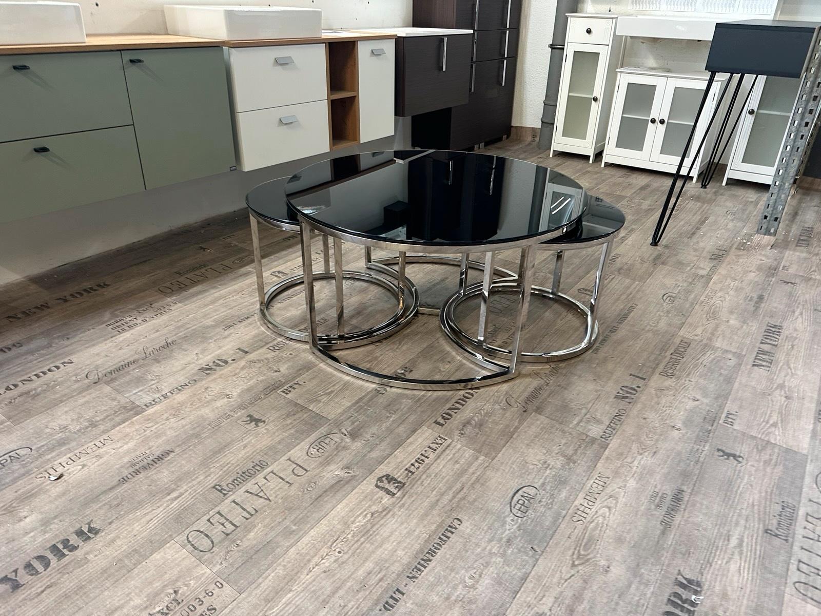 Luxuriöses Couchtisch-Set in Silber und Schwarz - Bild 5