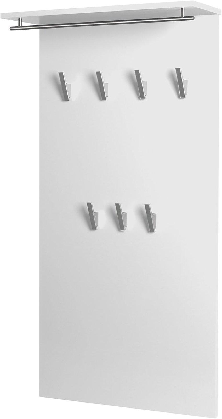 Garderobe Weiß Glanz mit Haken und Ablage