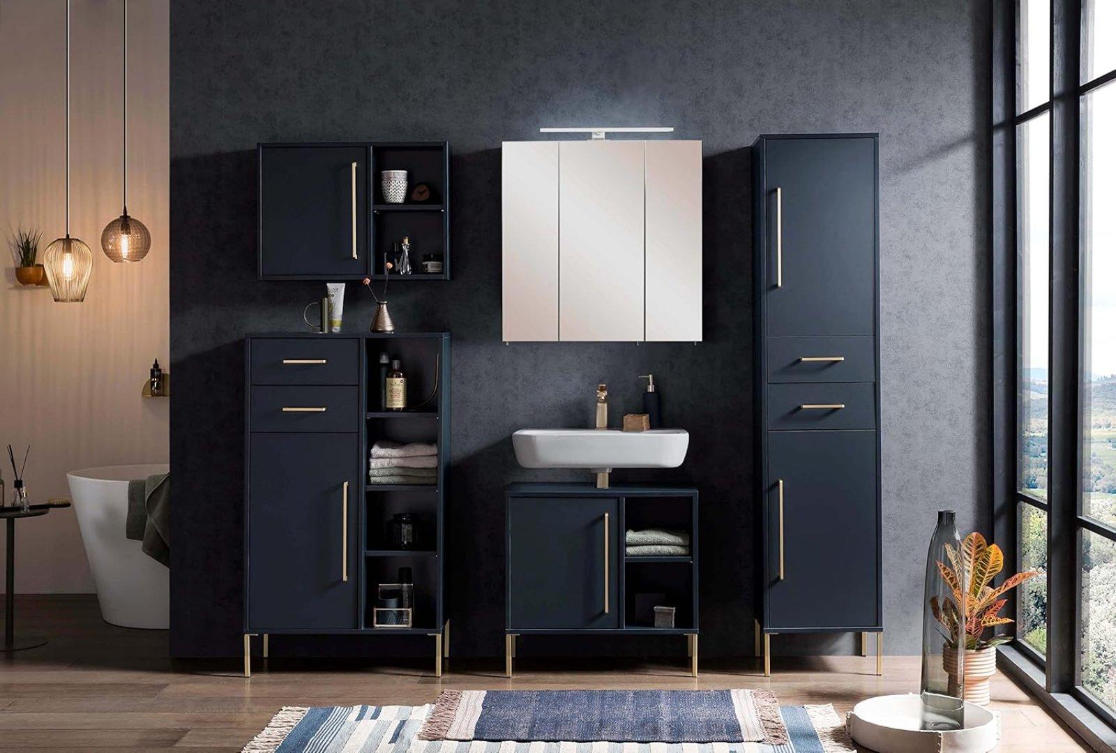 Hängeschrank Nachtblau/Gold 66,8 x 16 x 48,4 cm