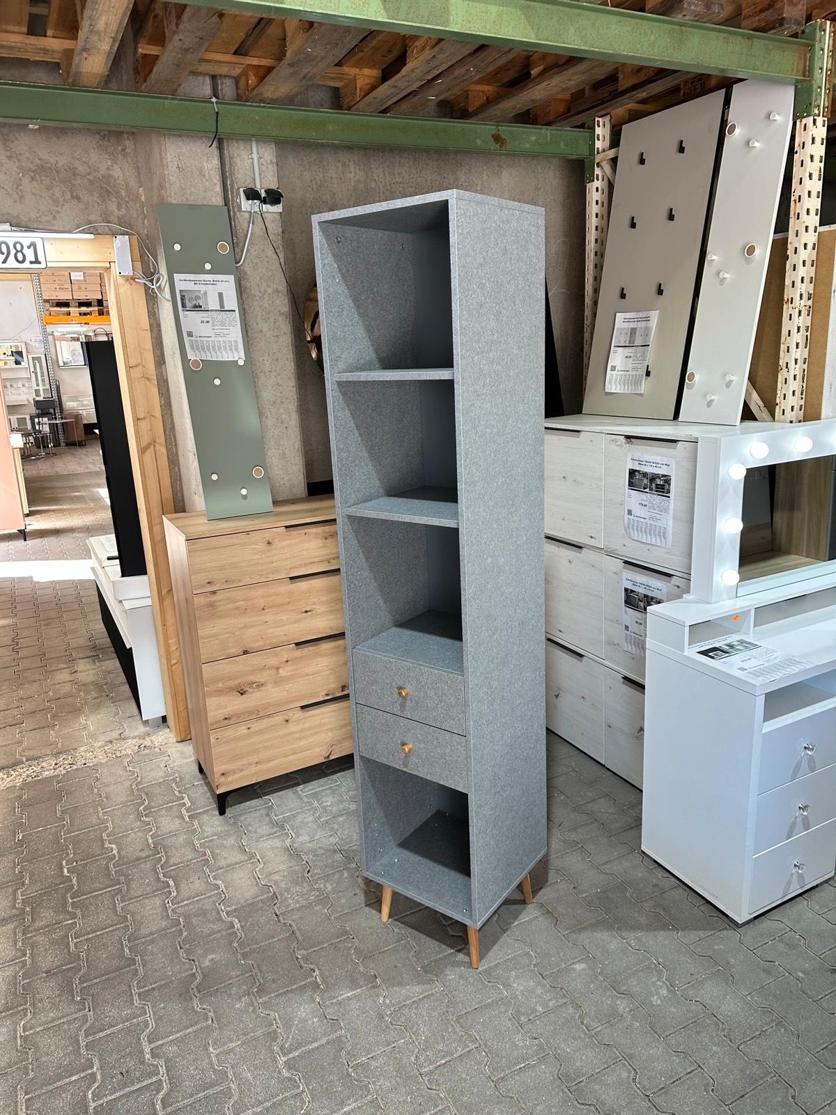Hochschrank Grau mit 2 Schubkästen