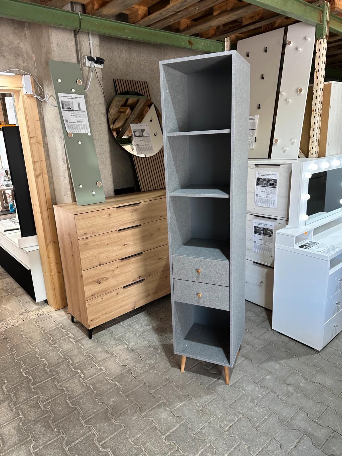 Hochschrank Grau mit 2 Schubkästen - Bild 3