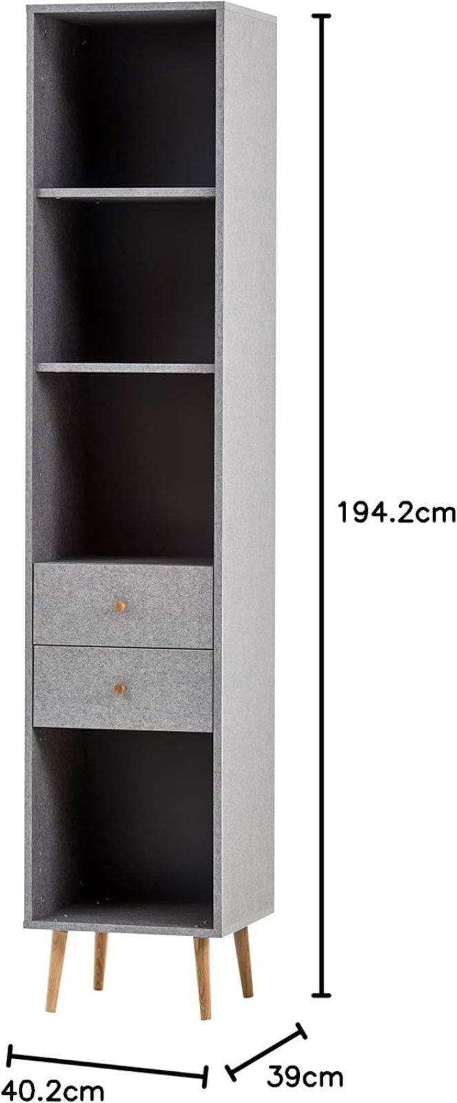 Hochschrank Grau mit 2 Schubkästen - Bild 4