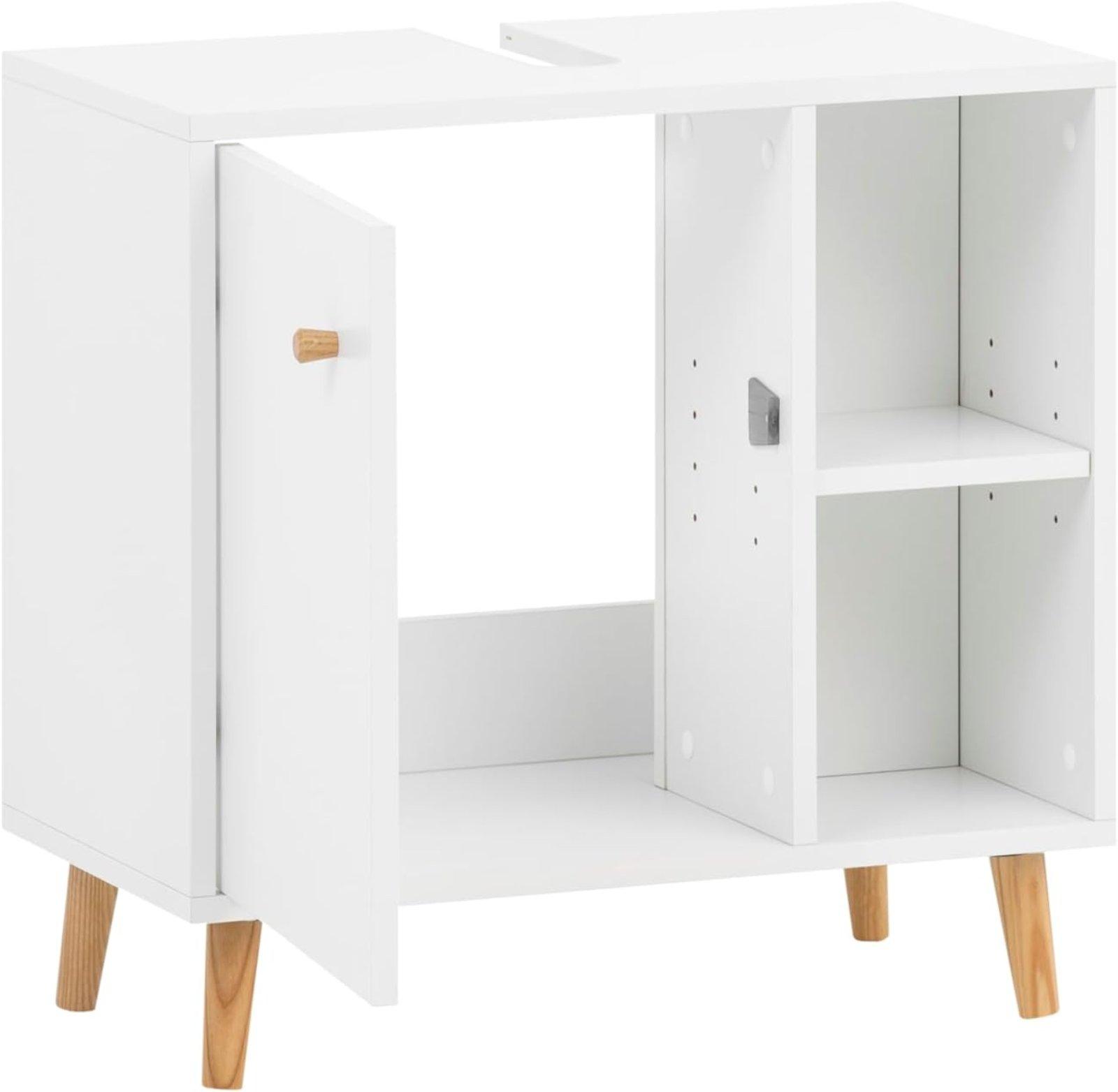 Waschbeckenunterschrank Weiß 60 cm mit Siphonausschnitt - Bild 2
